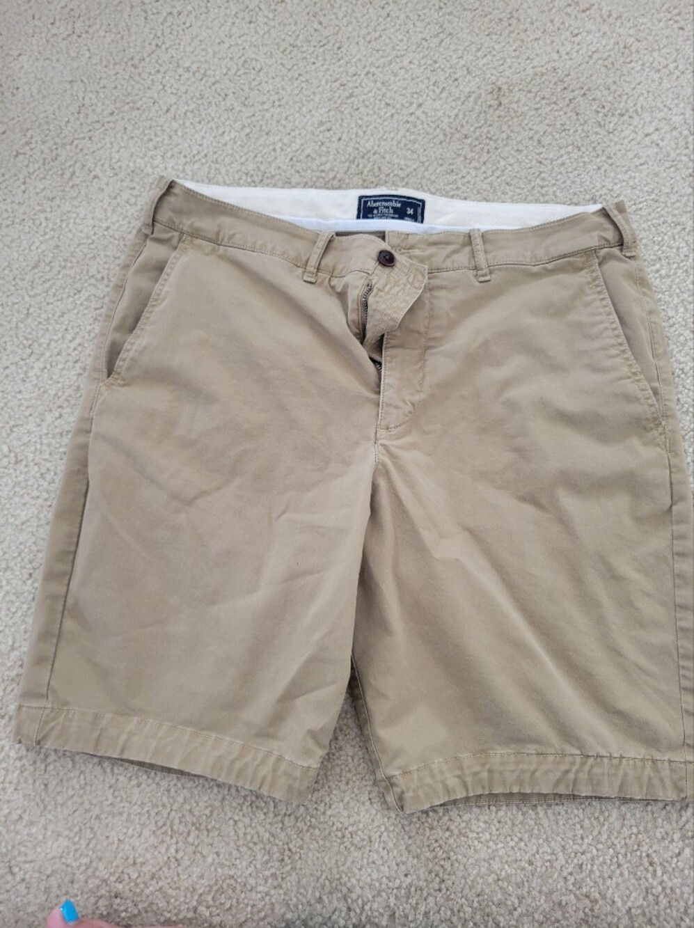 Abercrombie & Fitch Men's Chino Shorts Size 34 Khaki Beige Flat Front Casual